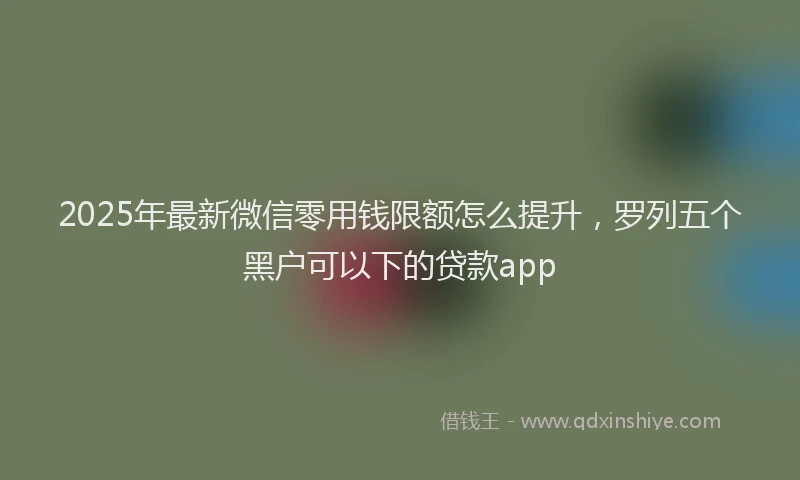 2025年最新微信零用钱限额怎么提升，罗列五个黑户可以下的贷款app