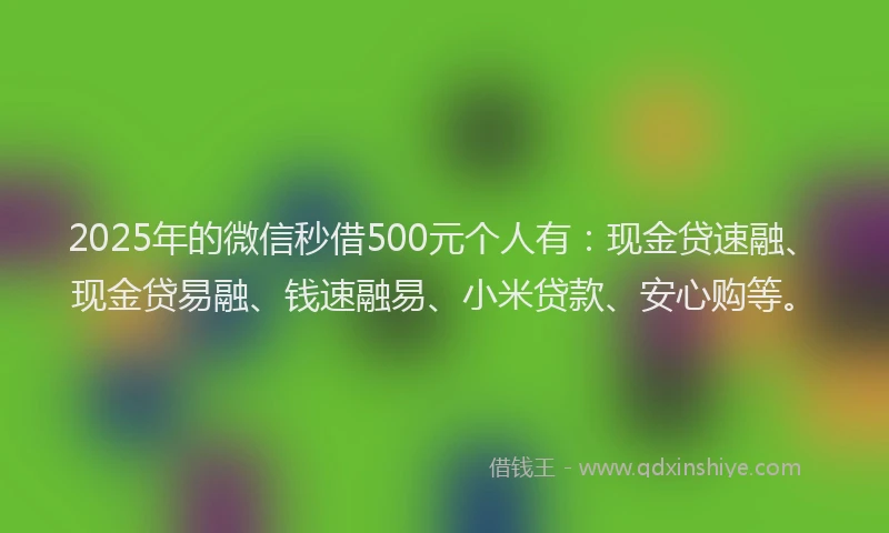 2025年的微信秒借500元个人有：现金贷速融、现金贷易融、钱速融易、小米贷款、安心购等。