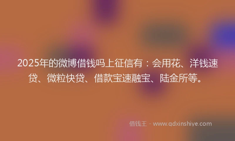 2025年的微博借钱吗上征信有：会用花、洋钱速贷、微粒快贷、借款宝速融宝、陆金所等。