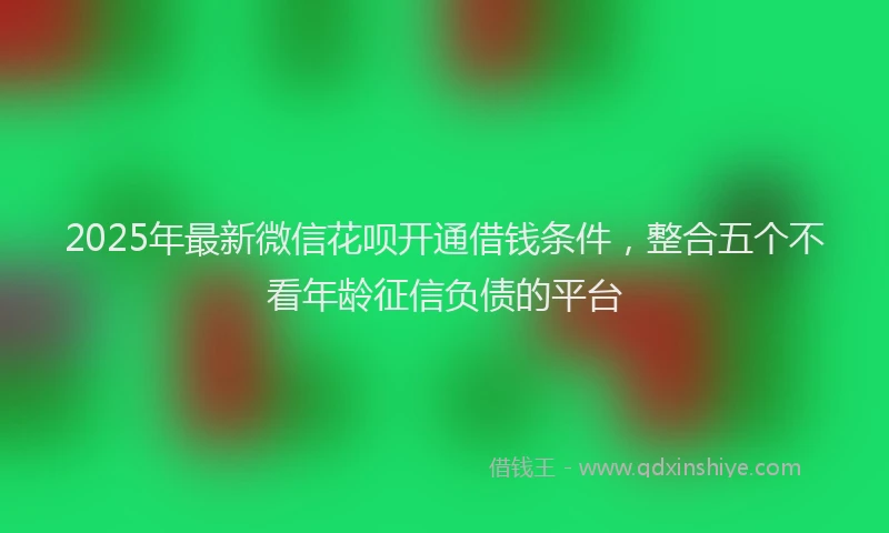 2025年最新微信花呗开通借钱条件，整合五个不看年龄征信负债的平台