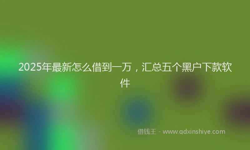 2025年最新怎么借到一万，汇总五个黑户下款软件