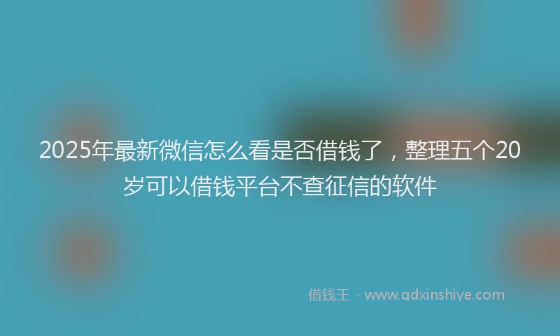 2025年最新微信怎么看是否借钱了，整理五个20岁可以借钱平台不查征信的软件