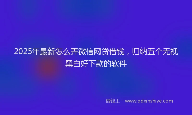 2025年最新怎么弄微信网贷借钱，归纳五个无视黑白好下款的软件