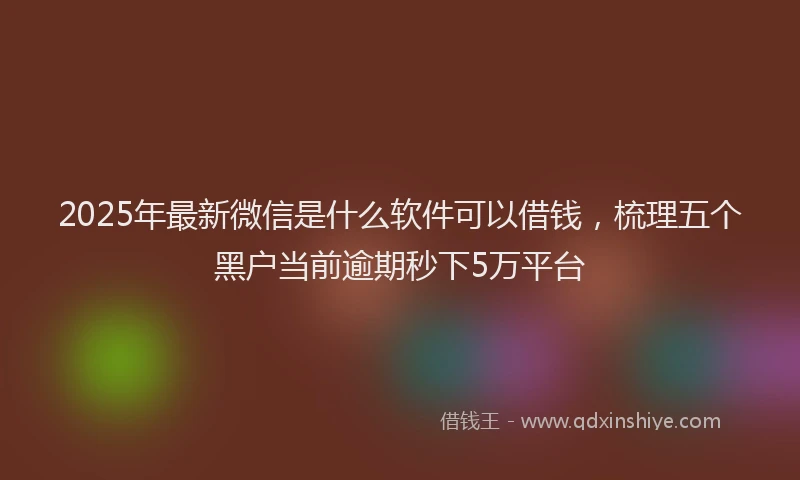 2025年最新微信是什么软件可以借钱，梳理五个黑户当前逾期秒下5万平台