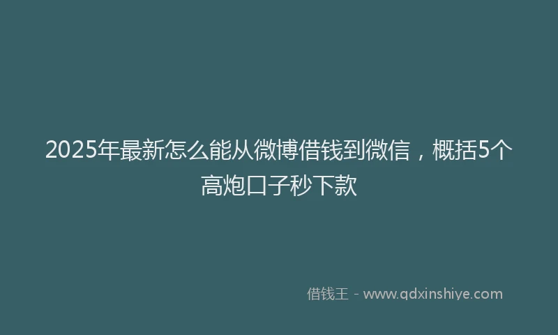 2025年最新怎么能从微博借钱到微信，概括5个高炮口子秒下款