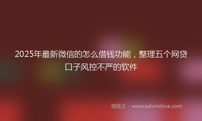 2025年最新微信的怎么借钱功能，整理五个网贷口子风控不严的软件