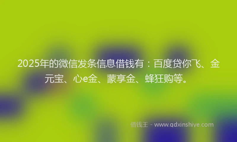 2025年的微信发条信息借钱有：百度贷你飞、金元宝、心e金、蒙享金、蜂狂购等。