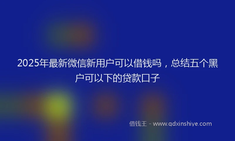 2025年最新微信新用户可以借钱吗，总结五个黑户可以下的贷款口子