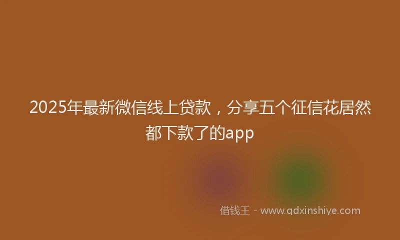 2025年最新微信线上贷款，分享五个征信花居然都下款了的app