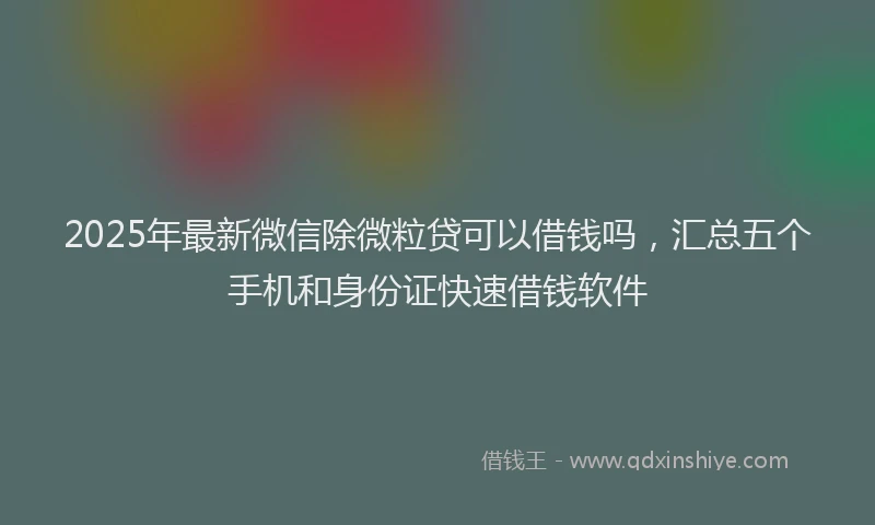 2025年最新微信除微粒贷可以借钱吗，汇总五个手机和身份证快速借钱软件