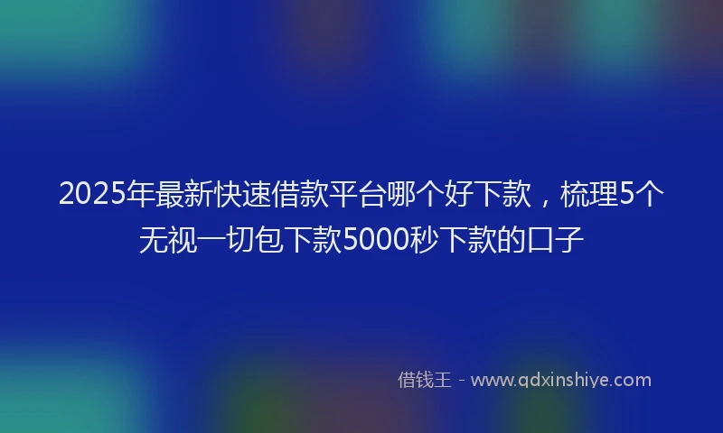 2025年最新快速借款平台哪个好下款，梳理5个无视一切包下款5000秒下款的口子