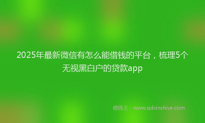 2025年最新微信有怎么能借钱的平台，梳理5个无视黑白户的贷款app