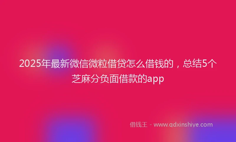 2025年最新微信微粒借贷怎么借钱的，总结5个芝麻分负面借款的app