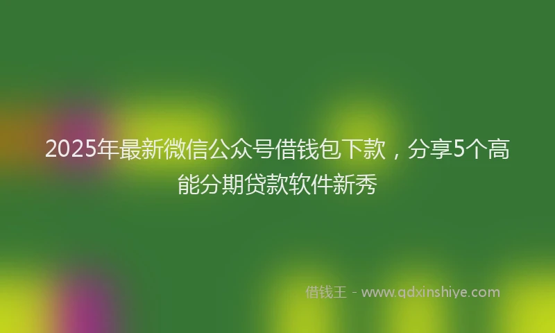 2025年最新微信公众号借钱包下款，分享5个高能分期贷款软件新秀