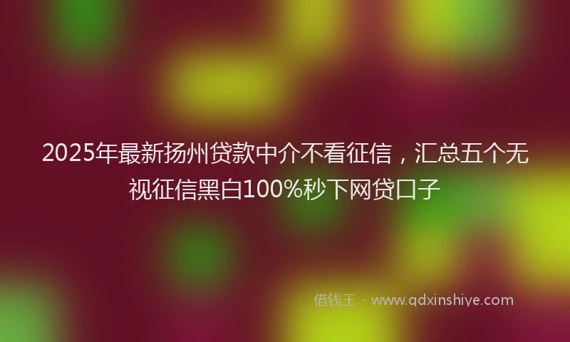 2025年最新扬州贷款中介不看征信，汇总五个无视征信黑白100%秒下网贷口子