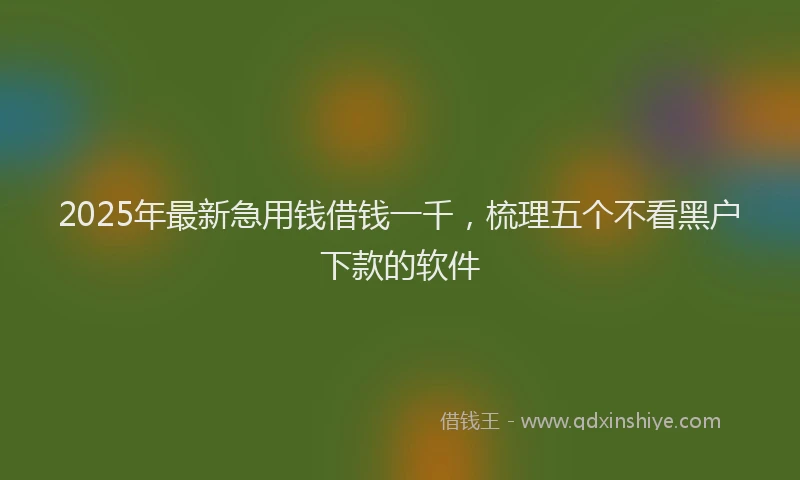 2025年最新急用钱借钱一千，梳理五个不看黑户下款的软件