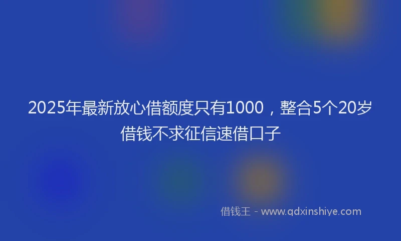2025年最新放心借额度只有1000，整合5个20岁借钱不求征信速借口子