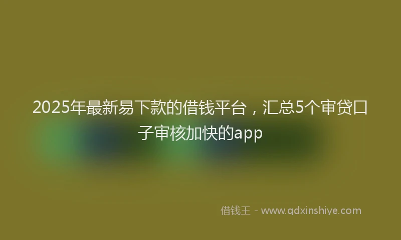 2025年最新易下款的借钱平台，汇总5个审贷口子审核加快的app