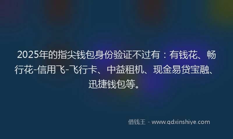 2025年的指尖钱包身份验证不过有：有钱花、畅行花-信用飞-飞行卡、中益租机、现金易贷宝融、迅捷钱包等。