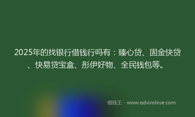 2025年的找银行借钱行吗有：臻心贷、固金快贷、快易贷宝盒、彤伊好物、全民钱包等。