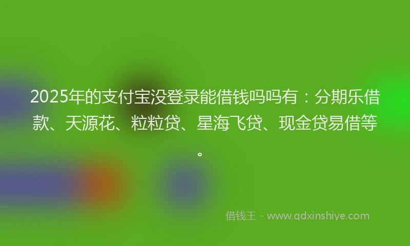 2025年的支付宝没登录能借钱吗吗有：分期乐借款、天源花、粒粒贷、星海飞贷、现金贷易借等。