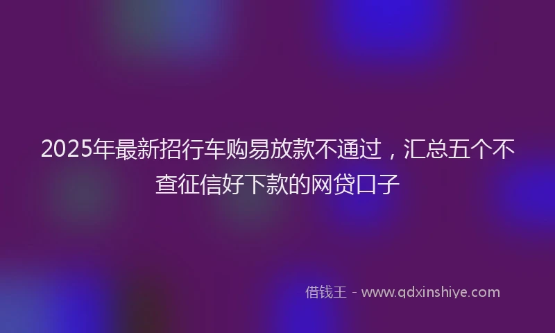 2025年最新招行车购易放款不通过，汇总五个不查征信好下款的网贷口子