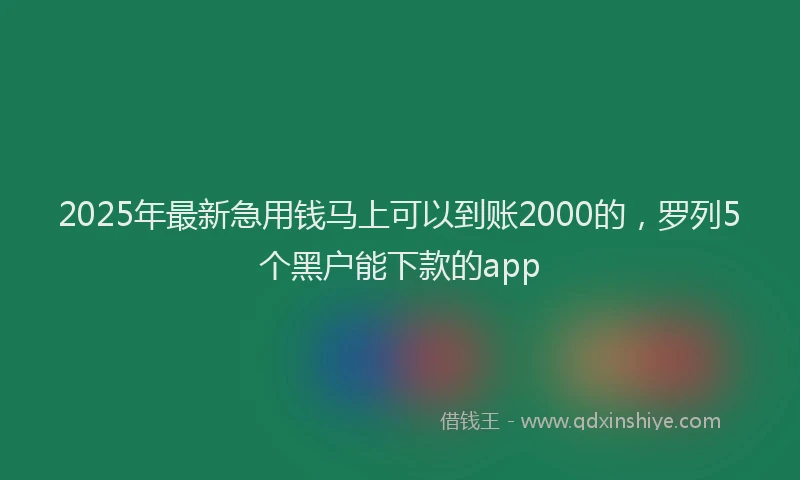 2025年最新急用钱马上可以到账2000的，罗列5个黑户能下款的app