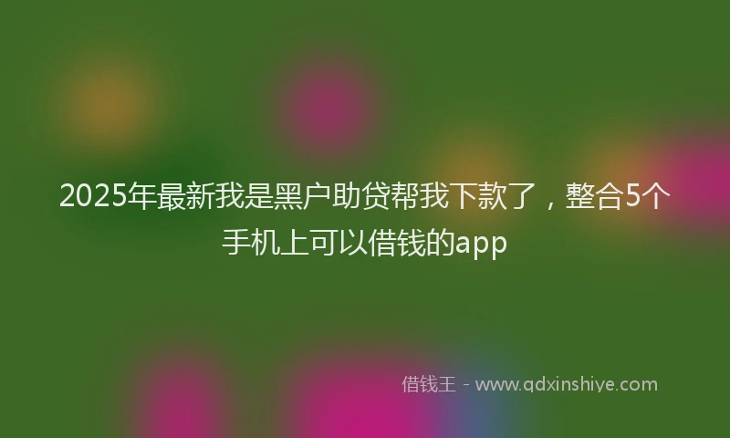 2025年最新我是黑户助贷帮我下款了，整合5个手机上可以借钱的app