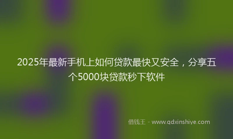 2025年最新手机上如何贷款最快又安全，分享五个5000块贷款秒下软件