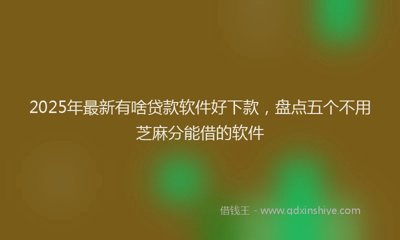 2025年最新有啥贷款软件好下款，盘点五个不用芝麻分能借的软件