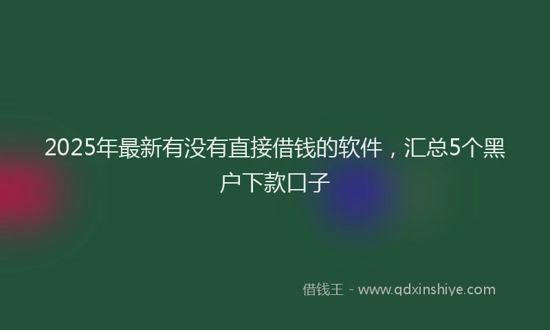 2025年最新有没有直接借钱的软件，汇总5个黑户下款口子