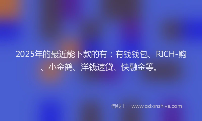 2025年的最近能下款的有：有钱钱包、RICH-购、小金鹤、洋钱速贷、快融金等。