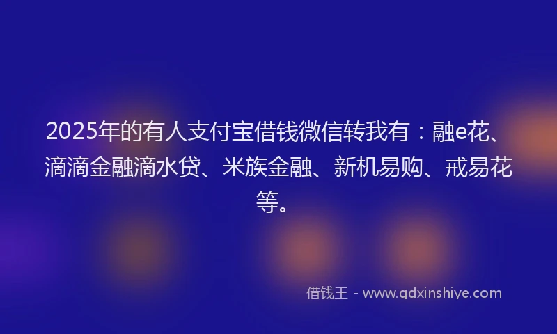 2025年的有人支付宝借钱微信转我有：融e花、滴滴金融滴水贷、米族金融、新机易购、戒易花等。