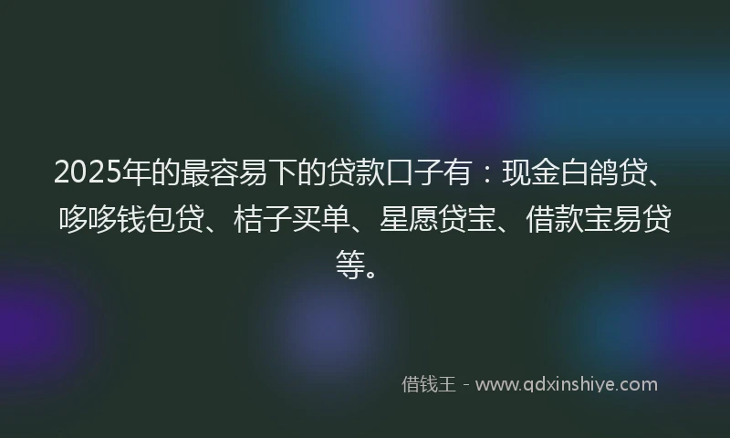 2025年的最容易下的贷款口子有：现金白鸽贷、哆哆钱包贷、桔子买单、星愿贷宝、借款宝易贷等。