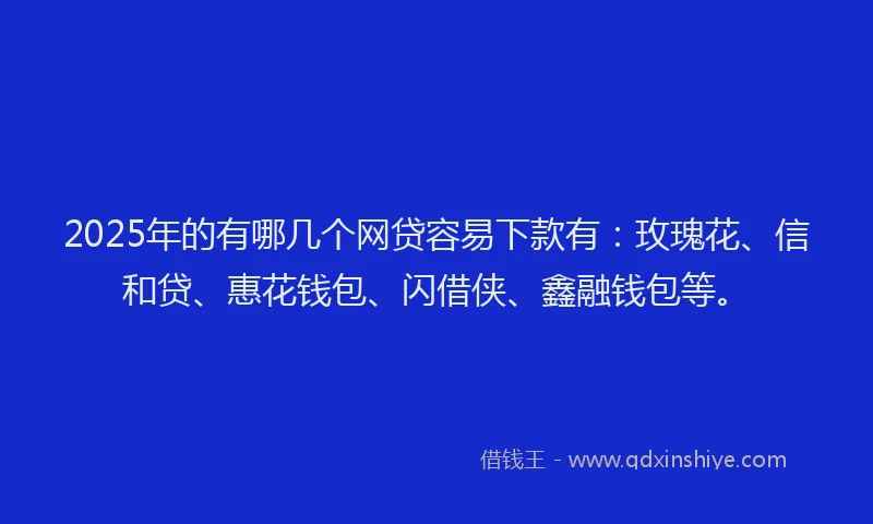 2025年的有哪几个网贷容易下款有：玫瑰花、信和贷、惠花钱包、闪借侠、鑫融钱包等。