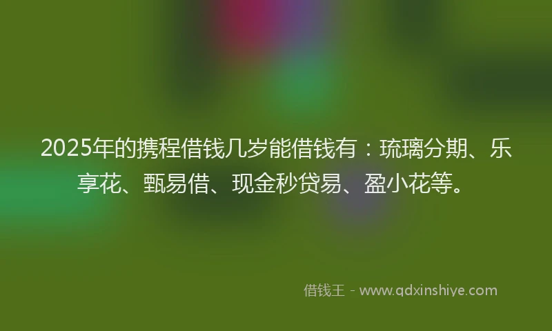 2025年的携程借钱几岁能借钱有：琉璃分期、乐享花、甄易借、现金秒贷易、盈小花等。
