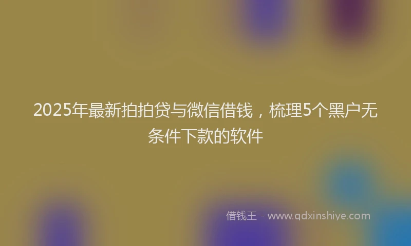 2025年最新拍拍贷与微信借钱，梳理5个黑户无条件下款的软件