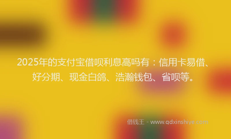 2025年的支付宝借呗利息高吗有：信用卡易借、好分期、现金白鸽、浩瀚钱包、省呗等。