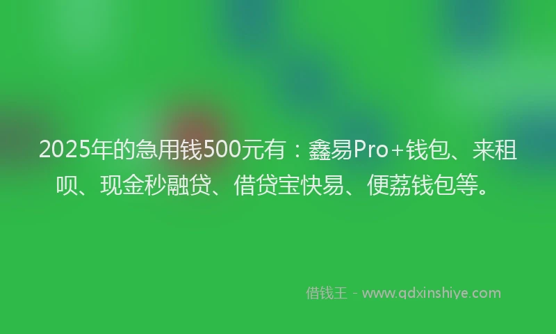 2025年的急用钱500元有：鑫易Pro+钱包、来租呗、现金秒融贷、借贷宝快易、便荔钱包等。