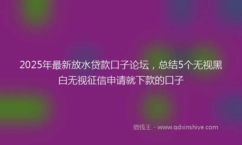 2025年最新放水贷款口子论坛，总结5个无视黑白无视征信申请就下款的口子