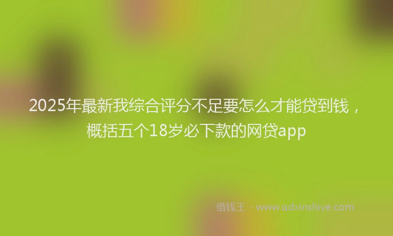 2025年最新我综合评分不足要怎么才能贷到钱，概括五个18岁必下款的网贷app