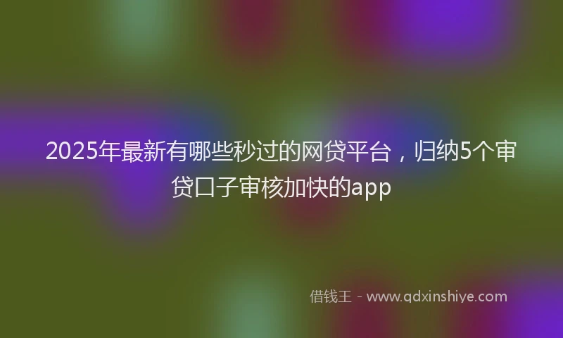 2025年最新有哪些秒过的网贷平台，归纳5个审贷口子审核加快的app
