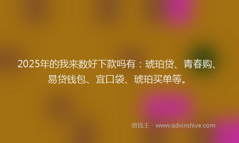 2025年的我来数好下款吗有：琥珀贷、青春购、易贷钱包、宜口袋、琥珀买单等。