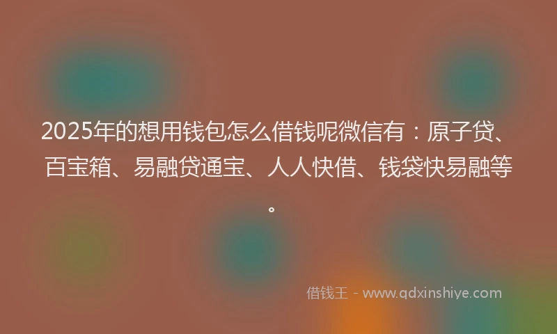 2025年的想用钱包怎么借钱呢微信有：原子贷、百宝箱、易融贷通宝、人人快借、钱袋快易融等。