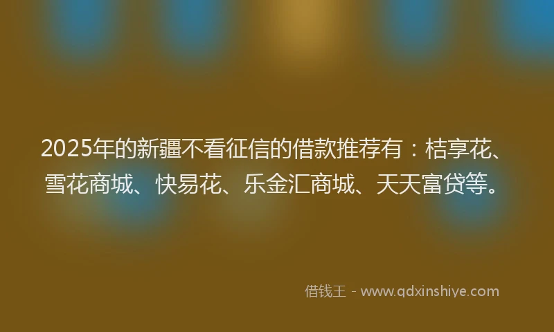 2025年的新疆不看征信的借款推荐有：桔享花、雪花商城、快易花、乐金汇商城、天天富贷等。