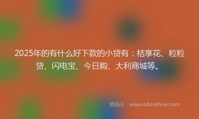 2025年的有什么好下款的小贷有：桔享花、粒粒贷、闪电宝、今日购、大利商城等。