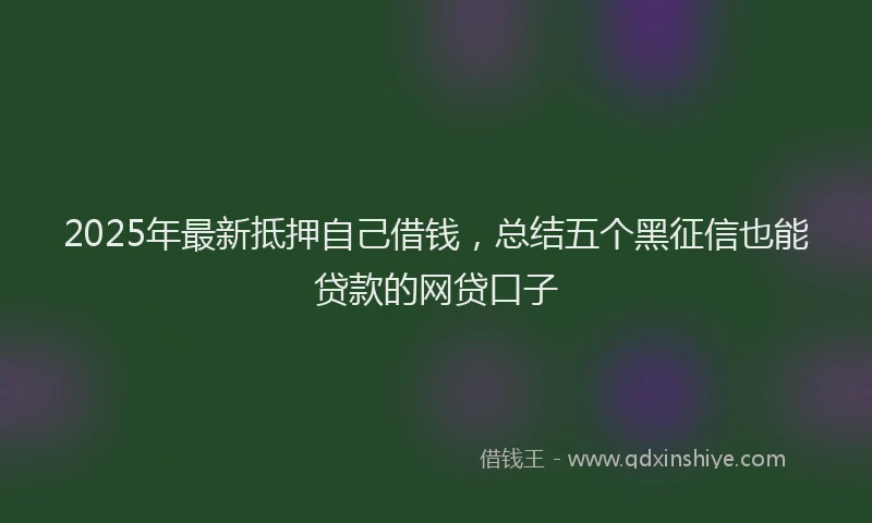 2025年最新抵押自己借钱，总结五个黑征信也能贷款的网贷口子