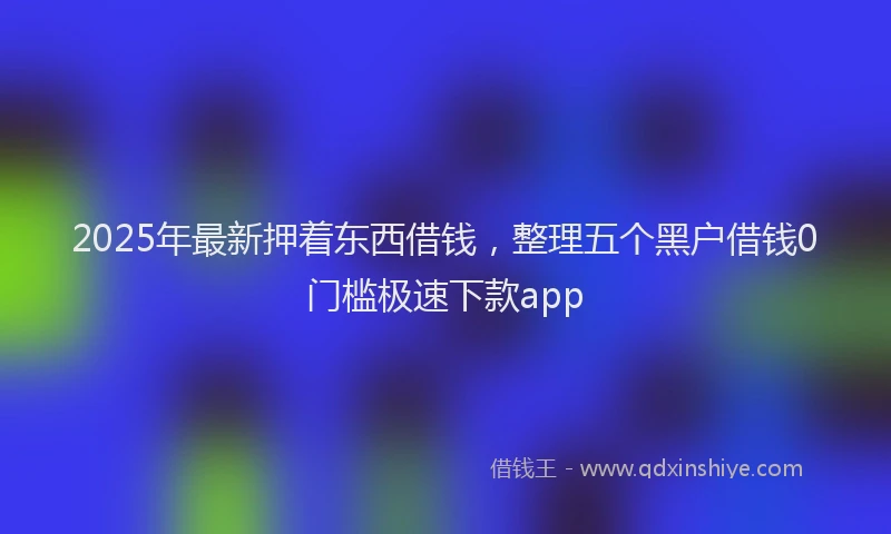 2025年最新押着东西借钱，整理五个黑户借钱0门槛极速下款app