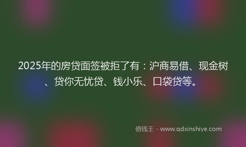 2025年的房贷面签被拒了有：沪商易借、现金树、贷你无忧贷、钱小乐、口袋贷等。