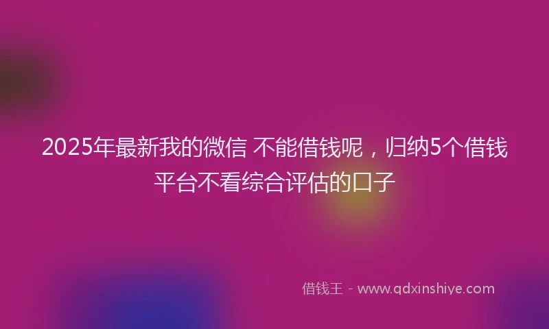 2025年最新我的微信 不能借钱呢，归纳5个借钱平台不看综合评估的口子